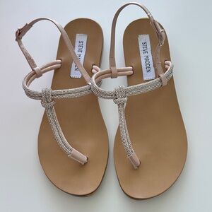 Steve Madden Beige and Metallic Women's thong Sandals